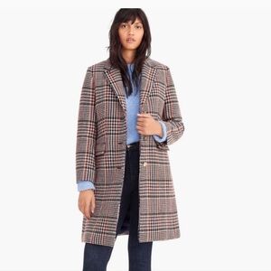 J Crew Single Breasted Topcoat Plaid Coat